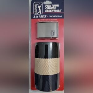PGA Tour  3-in-1 Men's Belt with 3 Interchangeable Straps - Black/Beige/Blue